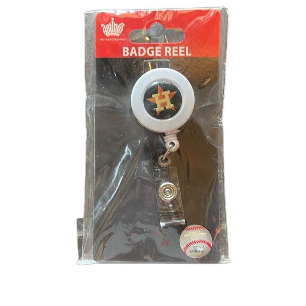 Houston Astros Aminco Plastic Retractable I.D.‎ Holder Badge Reel - BRAND NEW
